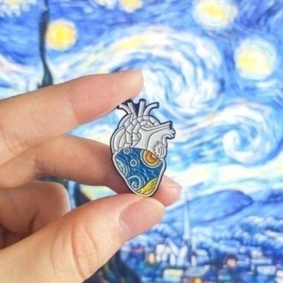 3/$20 Van Gogh Heart Enamel Pin - Picture 1 of 1